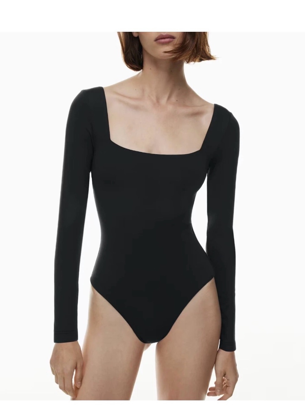 Aritzia BabatonBlack Long-Sleeve Square Neck Bodysuit - Picture 1 of 7